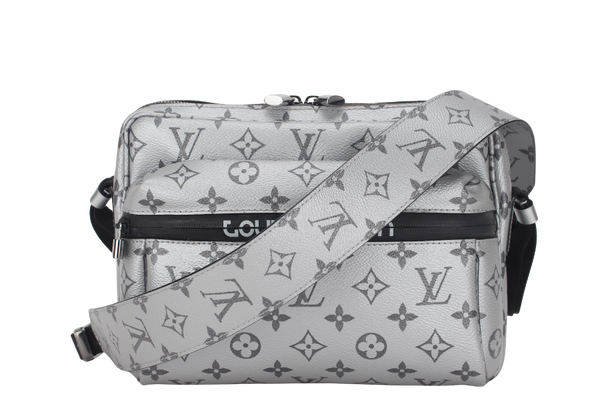 LOUIS VUITTON MESSENGER REFLECT CROSSBODY PM (M43859) SILVER LEATHER & SILVER HARDWARE, WITH DUST COVER