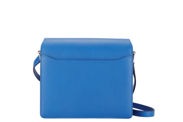 Hermes Mini Roulis, Stamp Z, Blue France Color, Evercolor Leather, Silver Hardware, with Dust Cover & Box