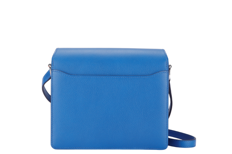 Hermes Mini Roulis, Stamp Z, Blue France Color, Evercolor Leather, Silver Hardware, with Dust Cover & Box