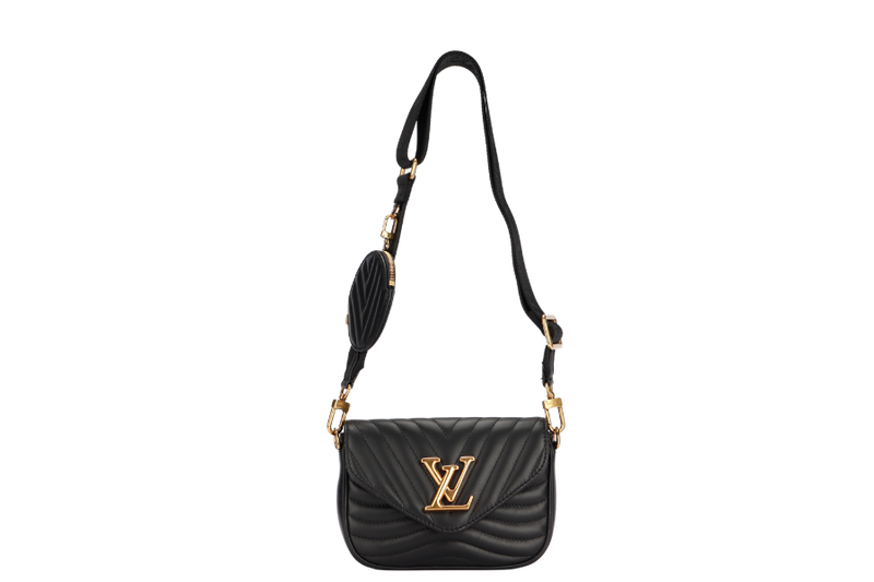 Louis Vuitton New Wave Multi Pochette (M56461) Noir Color, with Strap, Chain, Dust Cover & Box