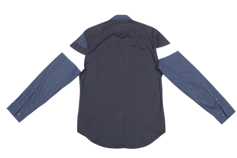 BLACKBARRETT BY NEIL BARRETT SKINNY FIT NAVY BLUE, WHITE & BLACK SHIRT SIZE L