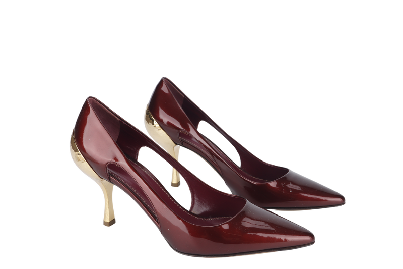 SERGIO ROSSI HEELS MAROON PATENT LEATHER SIZE 38