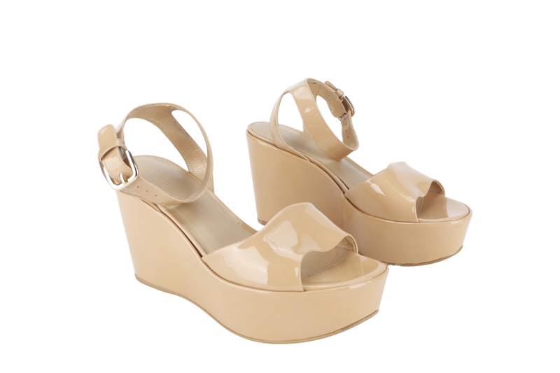 STUART WEITZMAN BEIGE WEDGES FLAT SIZE 38.5