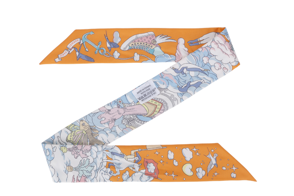 HERMES ORANGE SUR MON NUAGE SILK TWILLY
