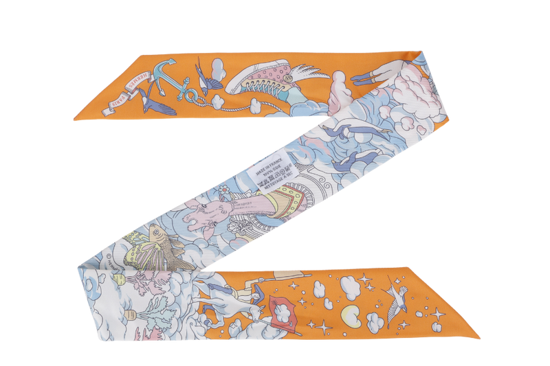 HERMES ORANGE SUR MON NUAGE SILK TWILLY