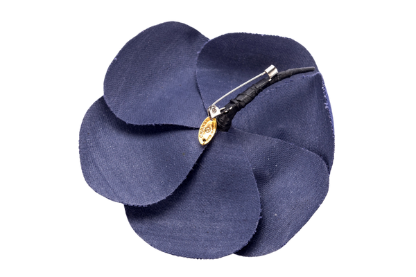 Chanel Camellia Brooch Blue Color Canvas, no Box