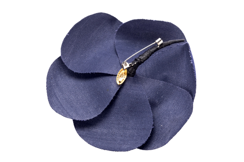 Chanel Camellia Brooch Blue Color Canvas, no Box