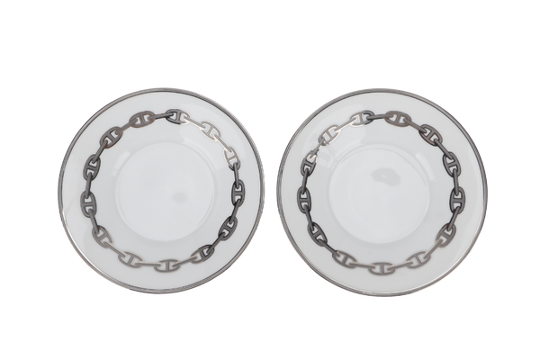 HERMES CHAINE D'ANCRE SAUCER SET PLATINUM NO BOX