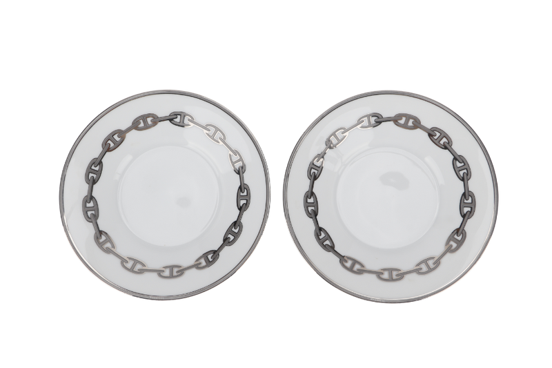 HERMES CHAINE D'ANCRE SAUCER SET PLATINUM NO BOX