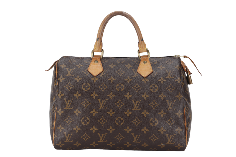 LOUIS VUITTON SPEEDY 30 MONOGRAM CANVAS GOLD HARDWARE WITH PADLOCK, NO KEYS & DUST COVER