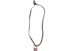 HERMES TOUREG SV925 H LOCK TRIBE NECKLACE WITH KHAKI LEATHER STRAP