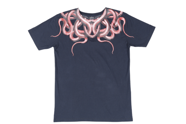 MARCELO BURLON ON RED SNAKE T-SHIRT BLACK COLOR SIZE S