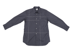 COMME DES GARCONS BLACK LONG SLEEVE SHIRT WITH WHITE LINES STITCHES SIZE XL