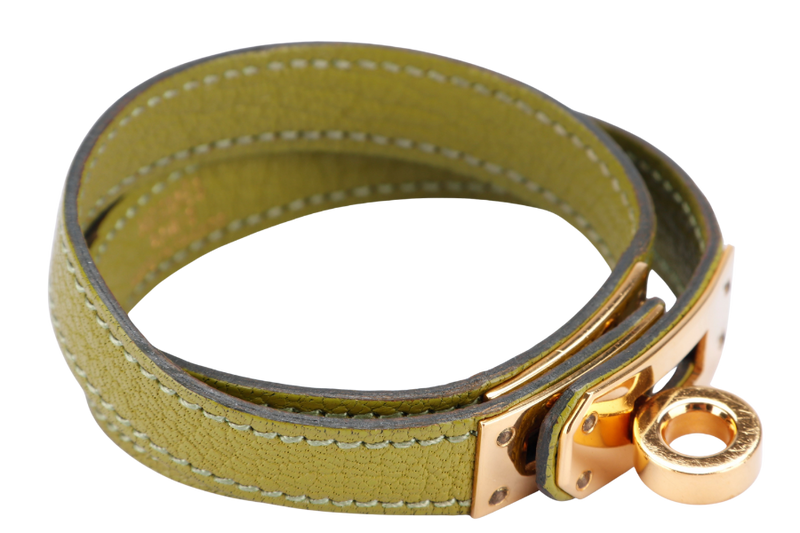 Hermes Kelly Double Tour Bracelet Green Anise with Gold Hardware, no Dust Cover & Box