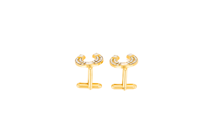 DOLCE&GABBANA RHINESTONE GP HORSESHOE CHARM CUFFLINKS, NO BOX