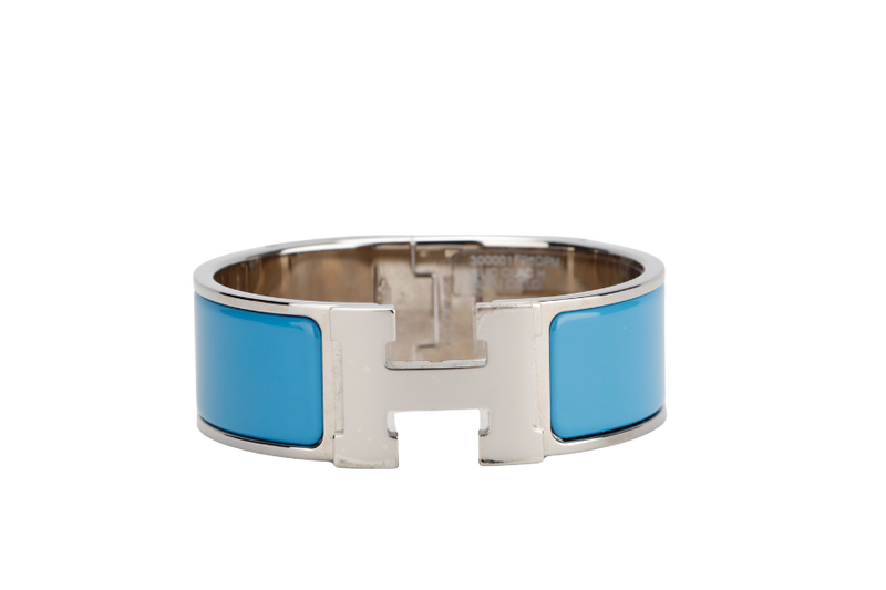 HERMES CLIC CLAC 2CM PM SIZE BLUE CIELO SILVER HARDWARE WITH BOX