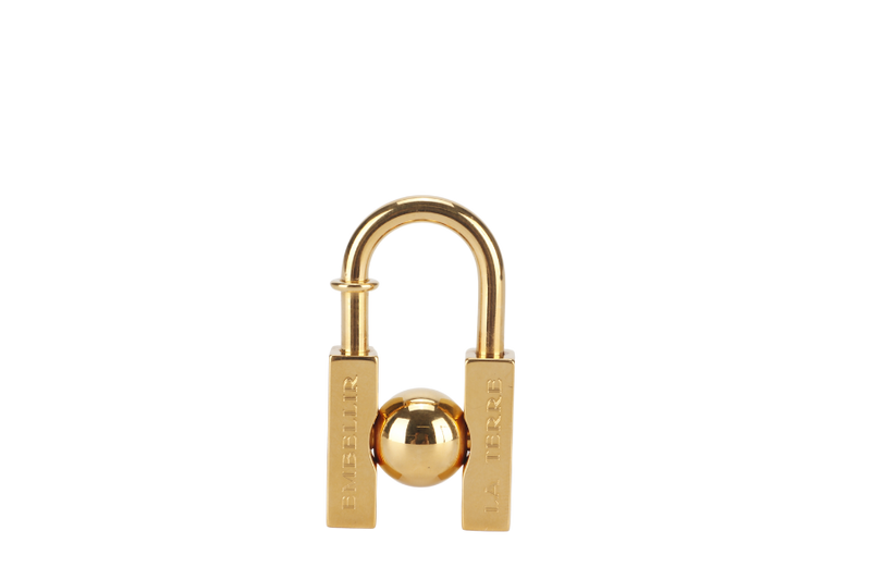 HERMES GOLD PLATED EMBELLIR LA TERRE LOCK CHARM WITH BOX