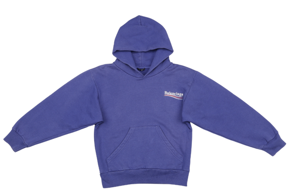 BALENCIAGA POLITICAL CAMDAIGN BLUE HOODIE KIDS SIZE 8