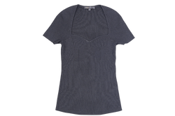 MAJE SWEETHEART NECKLINE TOP SIZE 1 BLACK KNIT