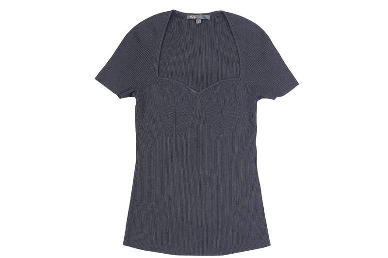 MAJE SWEETHEART NECKLINE TOP SIZE 1 BLACK KNIT