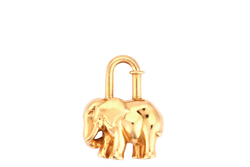 HERMES GOLD PLATED ELEPHANT LOCK CHARM WITH BOX