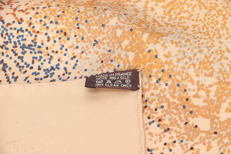 HERMES SILK SCARF INDIAN DUST BROWN WITH BOX