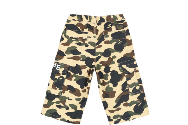 A BATHING APE 1ST CAMO CARGO KIDS SHORTS YELLOW SIZE 150