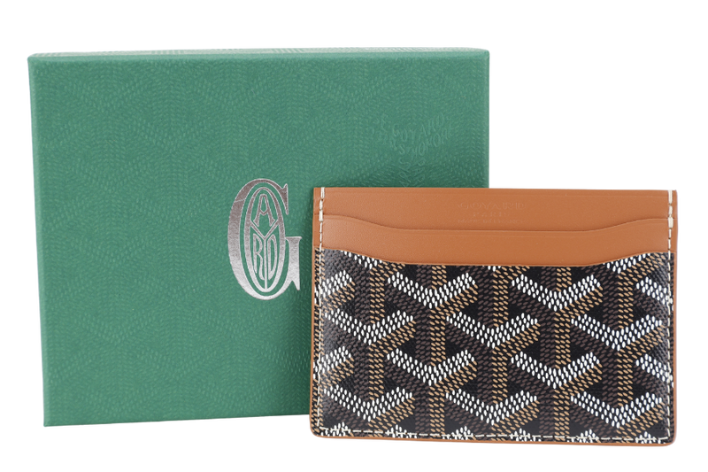 GOYARD SAINT-SULPICE CARD WALLET BLACK AND TAN COLOR WITH BOX