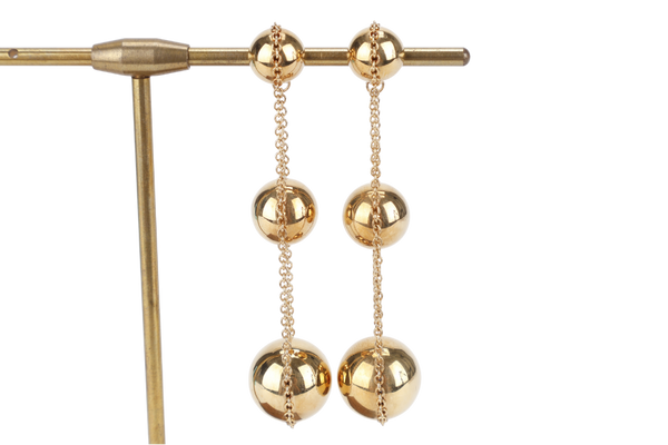 TIFFANY & CO TRIPLE DROP EARRINGS 18K YG 12G WITH BOX