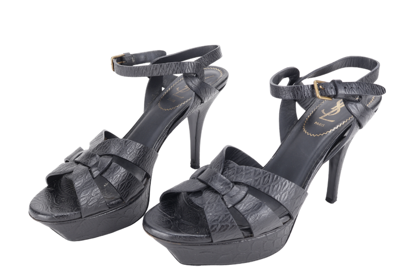 YVES SAINT LAURENT (YSL) TRIBUTE SANDAL BLACK SIZE 38