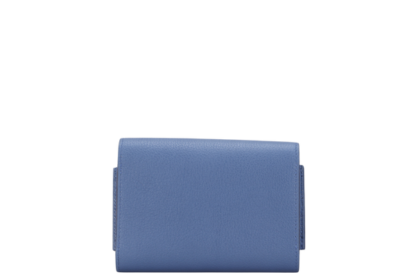 HERMES PASSAN COMPACT WALLET [STAMP X (2016)] BLUE AGATE EVERCOLOR LEATHER WITH BOX
