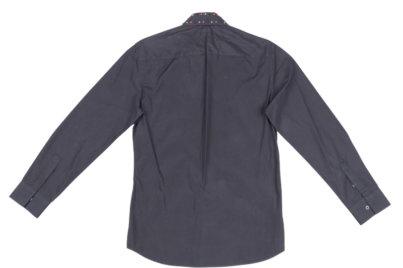 GIVENCHY BLACK LONG SLEEVE WITH RED, BLACK, SILVER DOTS COLLAR SIZE 39