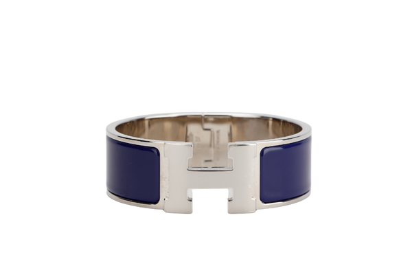 HERMES CLIC CLAC 2CM PM SIZE NAVY BLUE SILVER HARDWARE WITH BOX