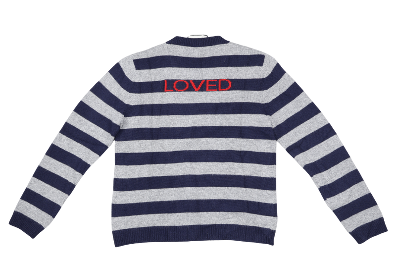 GUCCI UFO LOVED KNIT SWEATER BLUE GREY STRIPED