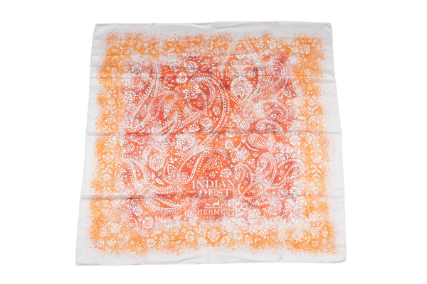 HERMES SILK SCARF INDIAN DUST ORANGE WITH BOX