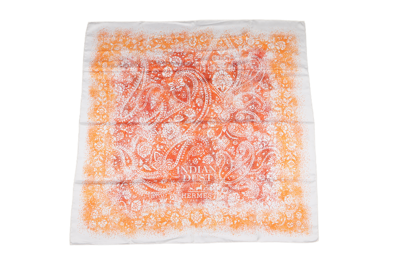 HERMES SILK SCARF INDIAN DUST ORANGE WITH BOX