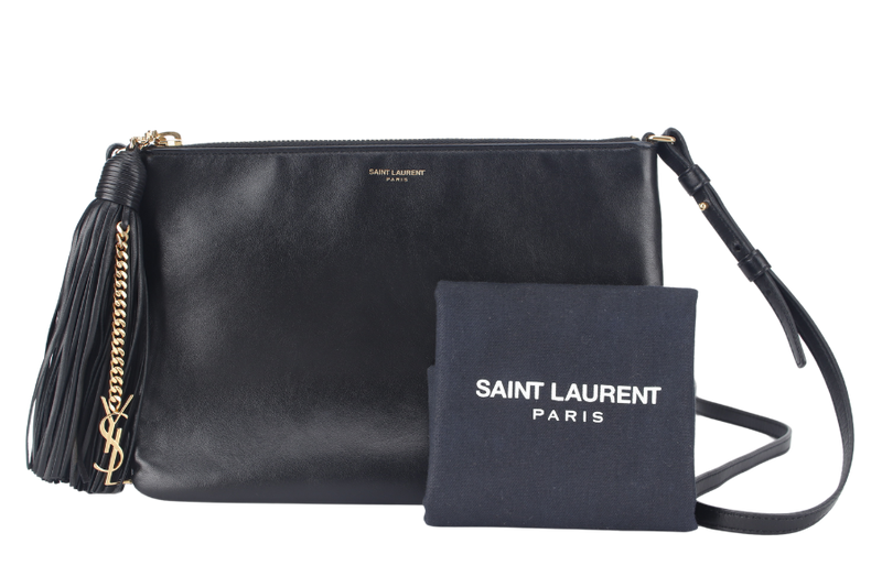 YVES SAINT LAURENT (YSL) TEEN MONOGRAM BLACK CALFSKIN CROSSBODY BAG GOLD HARDWARE WITH DUST COVER