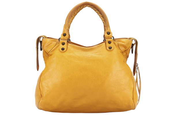 BALENCIAGA CLASSIC CITY (235216.7060) MUSTARD YELLOW, BLACK COATED HARDWARE, CALF LEATHER, WITH DUST COVER, NO CARD & BOX