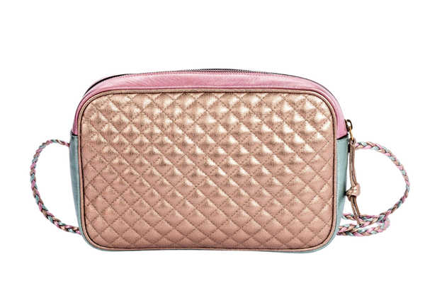 Gucci Laminate Shoulder Bag, Quilted Pink Metallic & Blue Metallic