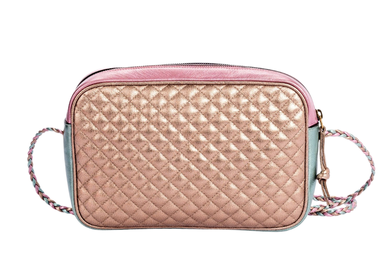 Gucci Laminate Shoulder Bag, Quilted Pink Metallic & Blue Metallic