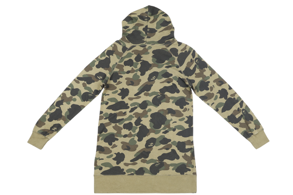 A BATHING APE LADIES GREEN CAMO HOODIE SKIRT SWEATER SIZE S