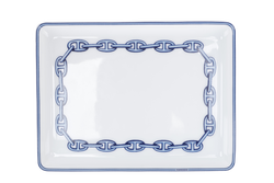 HERMES CHAINE D'ANCRE PORCELAIN SQUARE PLATE WITH BOX