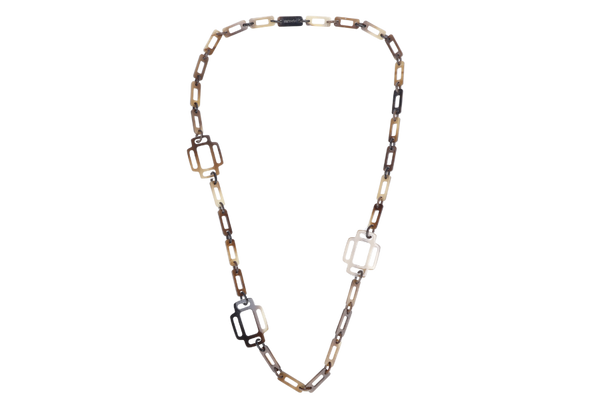 HERMES HORN ATTELAGE LONG NECKLACES BROWN STATION