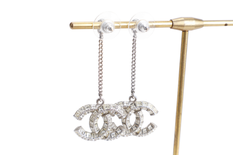 CHANEL BEJEWEL DROP CC EARRING RHINESTONE WITH BOX