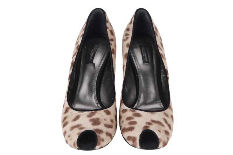 DOLCE & GABBANA CALF HAIR LEAPORD PRINT PUMP SIZE 39