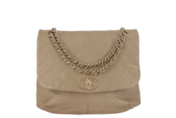 CHANEL TRIANON MESSENGER BAG (1746xxxx) GOLD DISTRESSED LEATHER GOLD HARDWARE WITH DUST COVER , CARD AND BOX