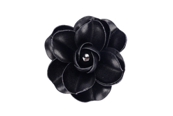 Chanel Black Hard Petal Brooch, with Box