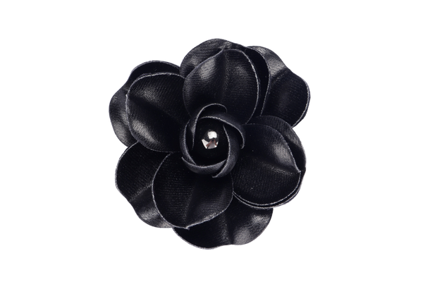 Chanel Black Hard Petal Brooch, with Box