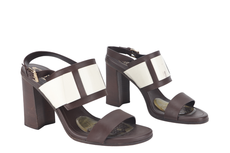 TODS BROWN STRAPPY HIGH HEELS SANDALS SIZE 40