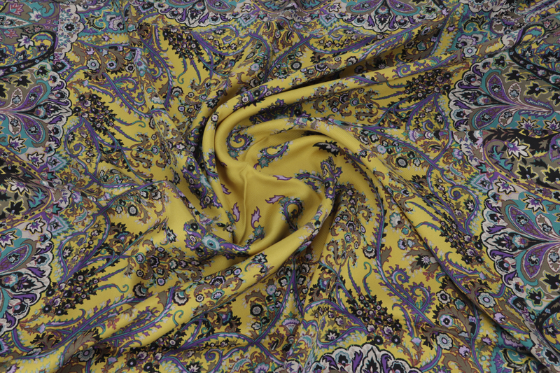 ETRO DAMASK SCARF 90CM YELLOW SILK